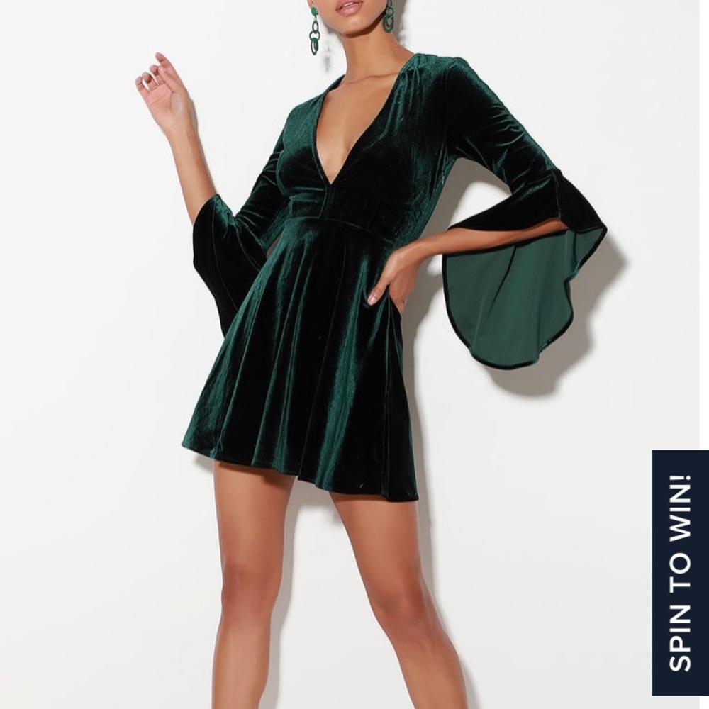 Lulus Bell Sleeve Velvet Dress